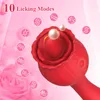 Rose Toy Vibrator för kvinnor, bröstvårtor klitorisstimulator, vibration g spot klitoral vibrator dildo sex leksak 2 i 1 tunga slickande tryckande g spot dildo vibrator