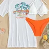 Costumi da bagno femminile stampato di costume da bagno di Halterneck set di bikini set estivo stampato tropicale con dettagli allacciati per un