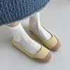 Casual Shoes 2024Spring Yellow Suede Women Shallow Flats Slip On Moccasins Silver Leather Mixed Footwear Fashion Chaussure Femmes