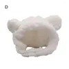 Vestuário para cachorro luxuoso pet fogão de cabeça ajustável chapéu de gato macio fita adesiva, fixando trajes de urso quente para cachorrinho pequeno