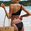 Swimwear Women Sexy Femmes Bikini One épaule Push Up Bikinis Set Geometric Betwing Bathing Fssuel Bathing Patchwork Beach Wear Swimsuit