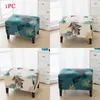 Chair Covers Soft Cover Home Protective Decoration Elastic Polyester Square Stool Leaves Printed Seat Bar Bedroom Removable Dustproof