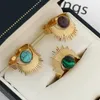 Klusterringar bohemiska turkos zirkon natursten öppning för kvinnor guldpläterade rostfritt stål finger smycken gåvor grossist