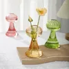 Vases 1pc Beautiful Mushroom Vase Nordic Style Colorful Transparent Glass Home Living Room Creative Design Decorative