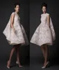 Vestidos de baile de joelhos sem mangas Krikor Jabotian Fashion High Neck Lacin Aplique Applique Short Organza GOWNS Custom Made 5367014