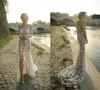 Julie Vino Mermaid Wedding Dresses Front Split Off The Shoulder Lace Beadeding Applique Beach Bridal Dress Sweep Train Long Sleeve9774632