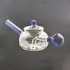 2pcs Thé chinois Forme en verre brûleur d'huile de bang bubbleur fumant pipe d'eau tampon de gréement de cendres de cendres