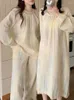 Vêtements à la maison Coton Sleeping de style chinois Gradient Soft Spring à manches longues Pyjama Set Femmes Sweet Simple Casual Night Dressh