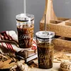 Canecas Milk Tea Glass Straw Cup suco portátil reutilizado com alta resistência à temperatura Capacidade criativa Drinkware