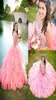 2017 Pink Organza Ruffles suknia balowa sukienki Quinceanera Znakomite kryształowe kryształowe koralikowe kochanie koronki do back Sweet 15 suknia 4748759