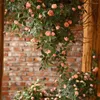 Decorative Flowers Weather-resistant Flower Decoration Realistic Hanging Artificial Rose Green Plant For Home Wedding Decor Long-lasting