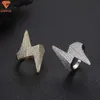 Wholesale Fashion Jewelry 925 Sterling Silver Hiphop Lightning Finger Ring 14k Gold Plated Iced Out Vvs Moissanite Mens Ring