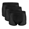 Underpants 2Pcs/Lot Mens Summer Breathable Boxers Shorts Sexy Mesh U Pouch Underwear Solid Soft Comfortable