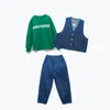 Bambini ragazzi adolescenti ragazze streetwear jazz hip hop danza costumi a maniche lunghe magliette di jeans jeans pantalone percorsi per bambini 240328