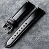 Boucche en cuir hanche à cheval japonais 18 20 22 mm Men de sortie rapide Bracelet Soft en cuir authentique Black Watch Band 240320