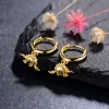 Earrings RORU S925 New Creative Interesting Golden Small Animal Dinosaur Highquality Cute Men and Women Earring Jewelry Wholesale