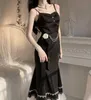 Korea Fairy Mermaid Dres Spitze Koreanische Party Prinzessin Gurt Kleid Frau 2023 Frühling Court süße Lolita Midi 240325