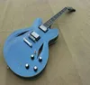 Custom Shop Dave Grohl DG 335 Metallic Blue Semi Hollow Body Jazz Electric Guitar Dual Diamond Holes Split Diamond Inlay Grover 7365016