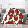 Filtar Strawberry Pink Cute Plaid Filt Winter Warmth Flannel Fleece Throw For Bedroom Room Decor