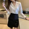 Kvinnor Spring Autumn Style Bluses Shirts Office Wear Lady ol Long Sleeve notched Collar Blusas Tops WY1003 240322