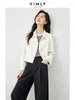 Jackets de mujeres Mezcla de lino Vimly Linen Tweed Chaqueta Mujeres 2024 Spring Elegant Coat Polo Collar de albarico