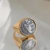 Ringar heta säljer berömda varumärken Ancient Roman Coin Ring Sier Electropating Hercules Relief Fashion Charm smycken grossist