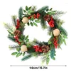 Decorative Flowers Christmas Wreath Red Pine Cone Linen For Xmas Tree Home Indoor Farmhouse Front Door Hanging Ornament