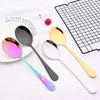 Учебные посуды наборы черной 2pcs Salad Spoon Fork из нержавеющей стали набор столовых приборов порта разноцветная уникальная столовая.