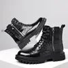 Boots WAERTA Punk Style Leather Motorcycle High Top Men's Casual Shoes Versatile Classics Male Ankle Warm Winter Footwear