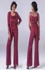 Burgundy Lace Mother Of The Bride Pant Suits With Jackets Cheap Sequined Wedding Guest Dress Plus Size Chiffon Mothers Groom Dress9706865