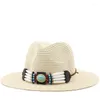 Beretten 56-58-61 cm dames zomer emmer west cowboy stro hoed panamas uv bescherming zonvisor Seaside strand tij hoeden