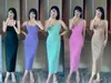 Casual Dresses 2024 High Street Fashion Women's Sexy Strapless Pure Color Chest Forming Slim Fit Bodycon Dress