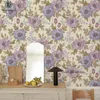 Wallpapers Elegant Purple Floral Wallpaper Yellow Flower Peel And Stick PVC Wall Decor Sticker Cabinet For Living Room