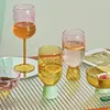 ワイングラスカラーコントラストステムウェアシャンパンガラスゴブレットジュースカップ熱耐性クーペを飲むカクテルブランデー
