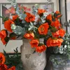 Kwiaty dekoracyjne vintage make sztuczny kwiat 46cm Symulacja jedwabna fałszywka na wesele el imprezowy dom z liśćmi