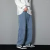 Pantaloni da uomo per jeans 2024 coreano casual classico di jeans dritti pantaloni a gamba larga solida blu grigio nero 3xl 3xl