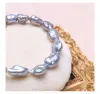 Bangles Baroqueonly Baroque Natural Freshwater Pearl Bracelets Greycolour нерегулярные жемчужные украшения эластичная струна Настройка HQO