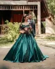 Kleider grünes Satin Kurzarm Ballkleid Brautkleider Plus Größe Brautkleider Abiti da Sposa 2020 Elegantes Hochzeitskleid Luxus Arabisch