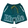 Wysokiej jakości szorty na plażę na Florydzie Rhude Summer High Street Letter Print Sznurka 3M Refleksyjna hip -hopowe spodnie na plażowe spodenki Trendy Man