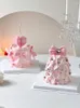 Fournitures de fête Pink Bow Silk Cake Topper Smokeless Wedding Decoration Happy Birthday Star Candle Creative Baby Shower