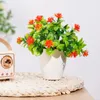 Flores decorativas Mini Little Rose Flower Bonsai Pequenas plantas simuladas em vasos para ornamentos de mesa de escritório decoração de casa de jardim