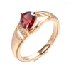 Cluster Rings Kinel 585 Rose Gold For Women 2024 Trend Delicate Design Red Natural Zircon Ring Vintage Wedding Fine Jewelry