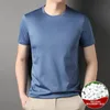 Top Grade 17 Mulberry Silk Brand Tops Round Neck T-Shirts For Men 2023 Été à manches courtes Casual Fashion Mens Vêtements 240320