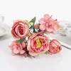 Decorative Flowers 30cm Rose Silk Peony Artificial Flower Bouquet Head Bud Bride Artifi Fake Wedding Home Decoration