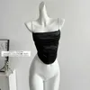 Tanks pour femmes champagne crop top fashion vintage y2k camisole streetwear sans manches au large de l'épaule corset 2000 vêtements 2024 été