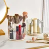 Förvaringslådor lätt att hitta borstlåda 360 roterande makeuphållare arrangör för hem sovrum skrivbord transparent
