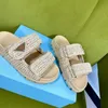 2024 new Sandals Platform Dad Shoes Women Summer Beach Buckle Strap Soft Chunky Heel Sports Shoes Woman Flat Pure hand-woven shoes on240403