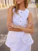 Arbeitskleider elegante ärmellose Weste Rock Sets Women Square Kragen Single Breaced Pocket Tops Weiße lange Röcke 2024 Frühlingsdame Outfits