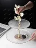 Plates Luxury European Style Double Layer Glass Fruit Tray Home Decoration Dessert High-end Living Room Cake Rack