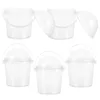 Disposable Cups Straws 5 Pcs Dome Cover Portable Popcorn Bucket Ice Cream Containers Lids Sundae Serving Cup Plastic Snacks